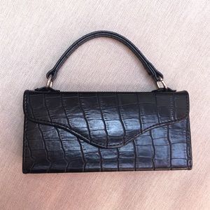 SOLD Black Leather Mock Croc Sunglass Case